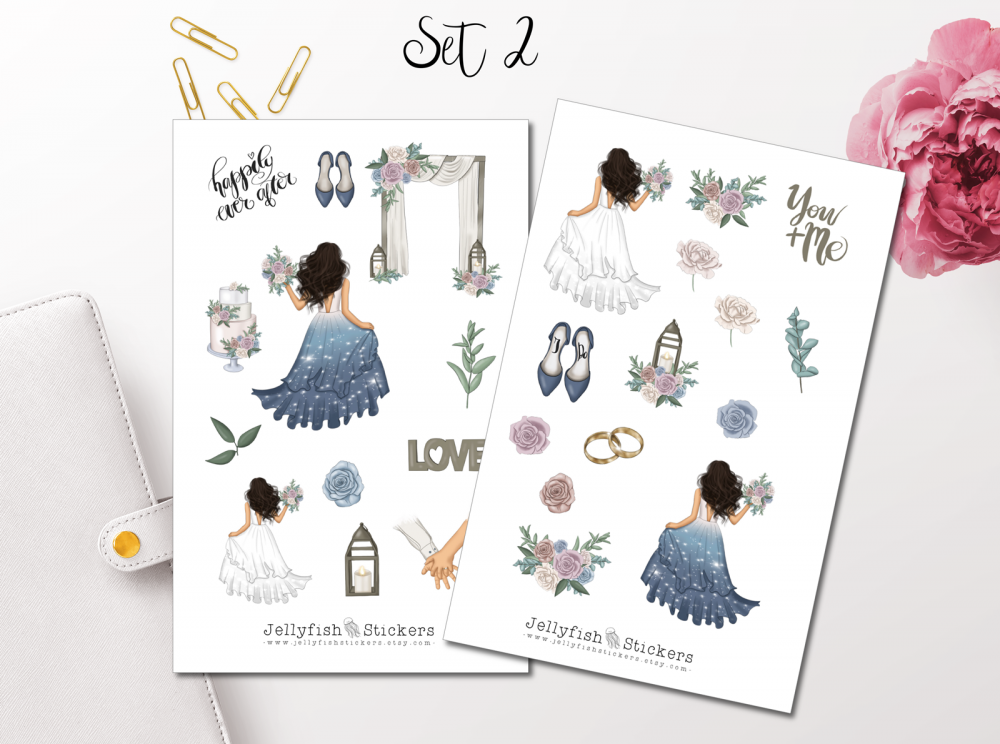Mädchen Hochzeit Sticker Set